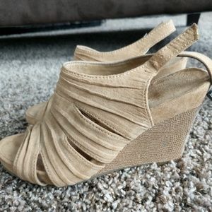 Tan Wedge Heels - Size 6.5